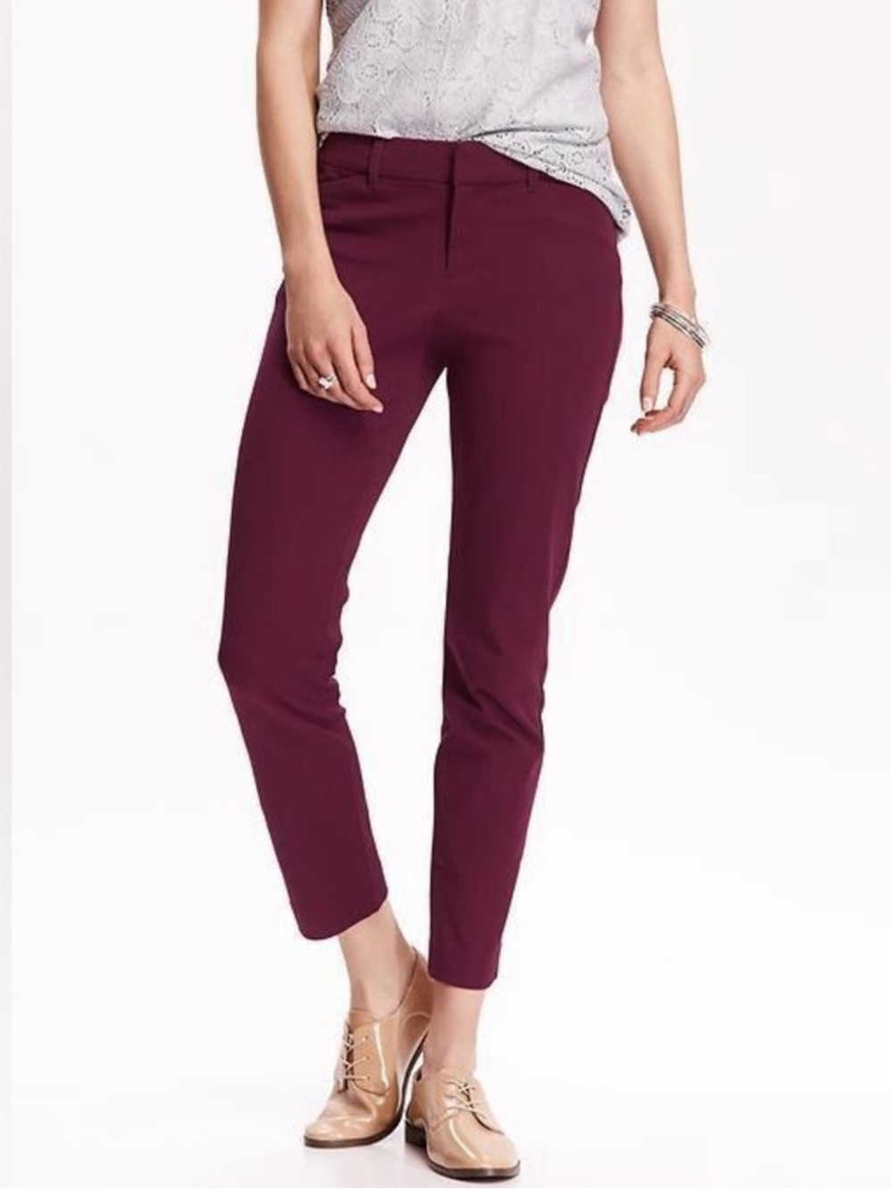 Old Navy High Rise Pixie Ankle Pants in "Wine Stain" Burgundy, Women's 16